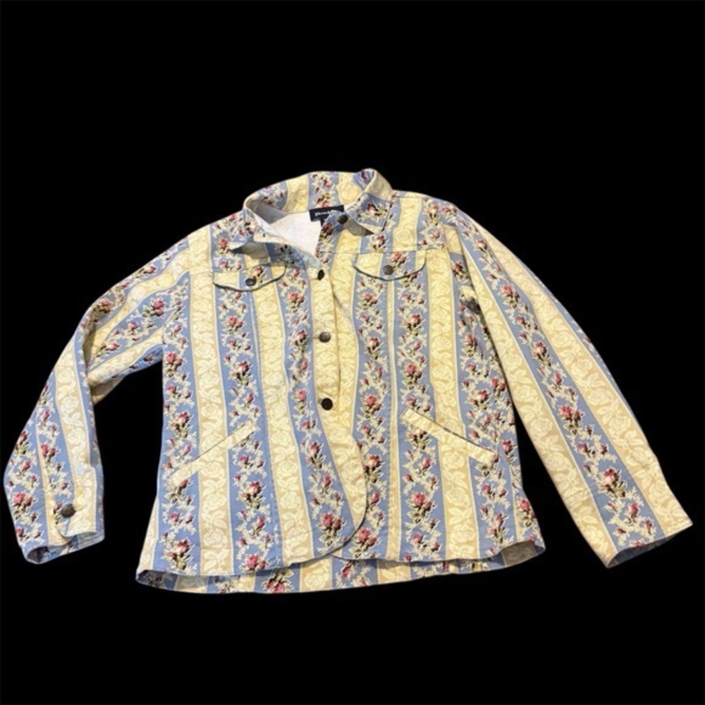 Vintage Denim & Co. Cottagecore Floral Stripe Jacket – Size Small